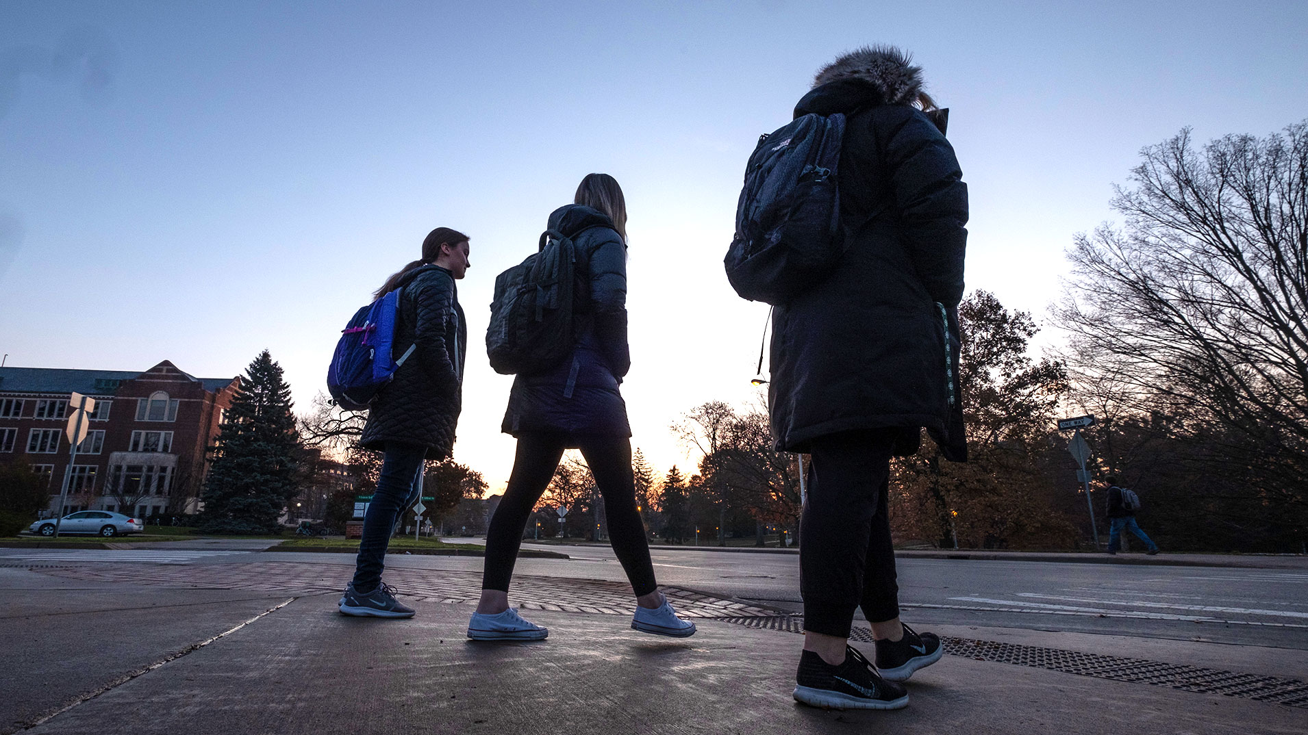 Students walking on campus
