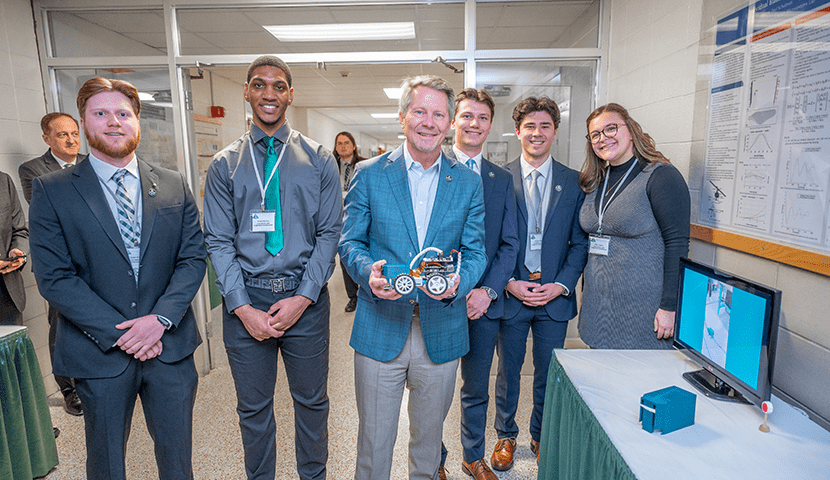 President with students